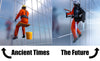 Jet pack window cleaner versus traditional high rise window cleaner